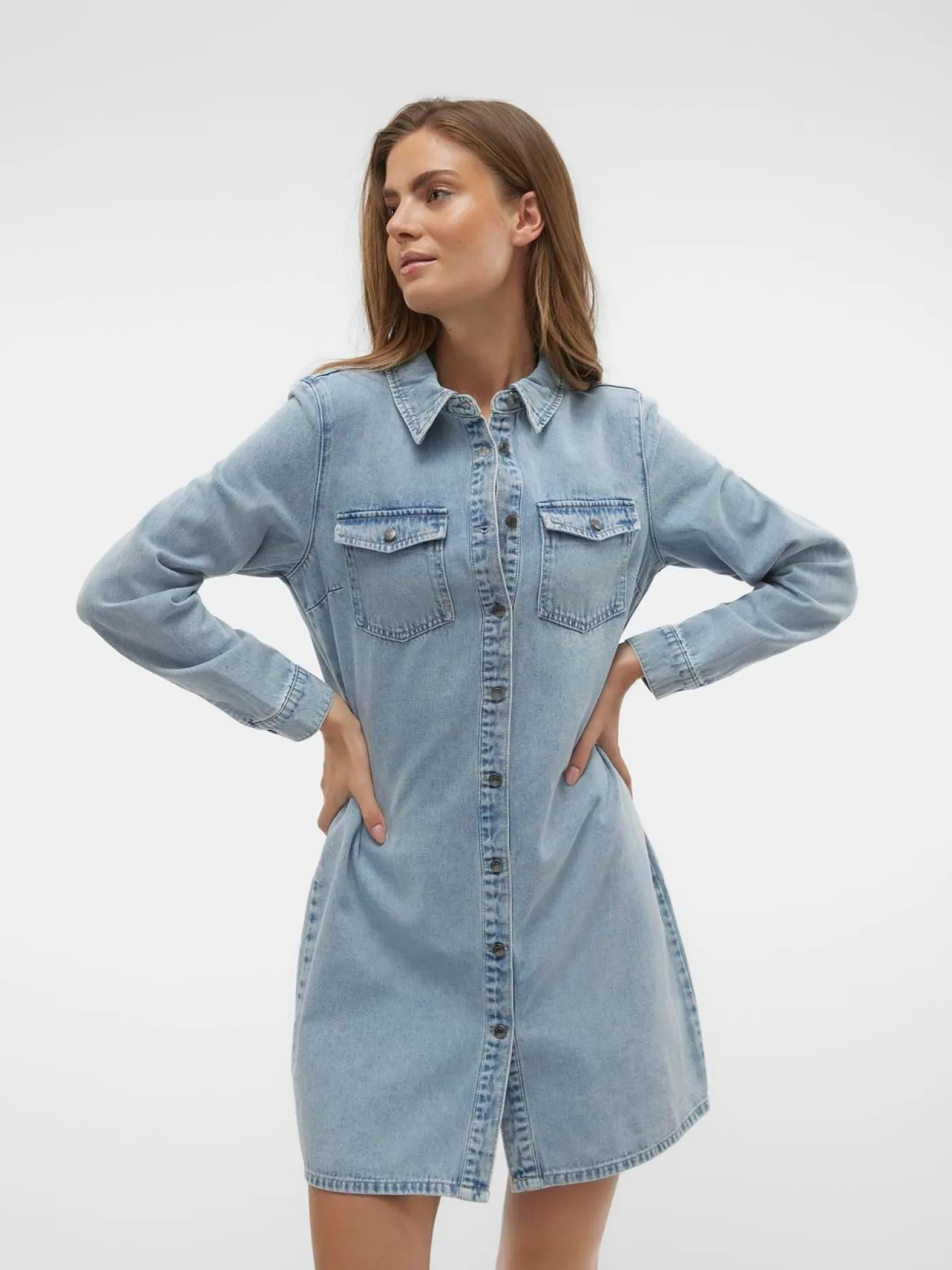 VMJENNIE LS SHORT DENIM DRESS GA NO