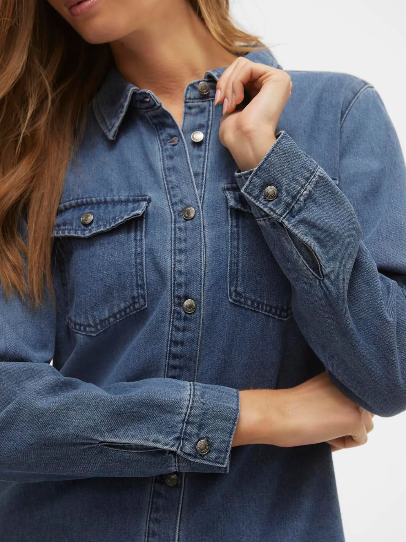 VMJENNIE LS SHORT DENIM DRESS GA NO