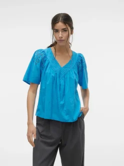 VMKAFFA S/S V-NECK TOP WVN BTQ
