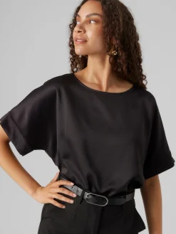 VMMERLE 2/4 O-NECK TOP WVN GA NOOS