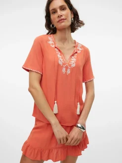 VMSVELLA S/S V-NECK TOP WVN EXP GA