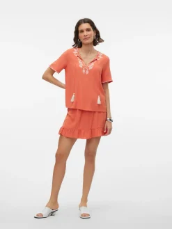 VMSVELLA S/S V-NECK TOP WVN EXP GA