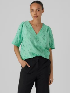 VMULINE S/S V-NECK TOP WVN BTQ