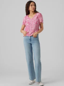 VMULIPPA S/S V-NECK TOP WVN BTQ