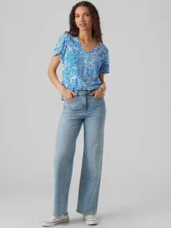 VMULIPPA S/S V-NECK TOP WVN BTQ