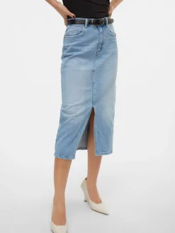 VMVERI HR CALF DENIM SKIRT GA MIX N