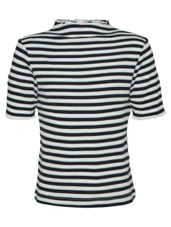 VMVIO SS HIGH NECK STRIPE TOP JRS G