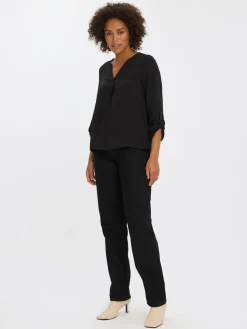VMWILMA V-NECK FOLD-UP TOP NOOS - Black