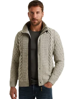 Zip jacket heavy knit mixed yarn
