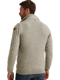 Zip jacket heavy knit mixed yarn