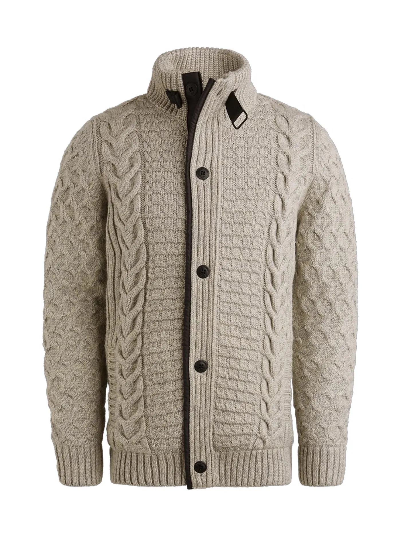 Zip jacket heavy knit mixed yarn